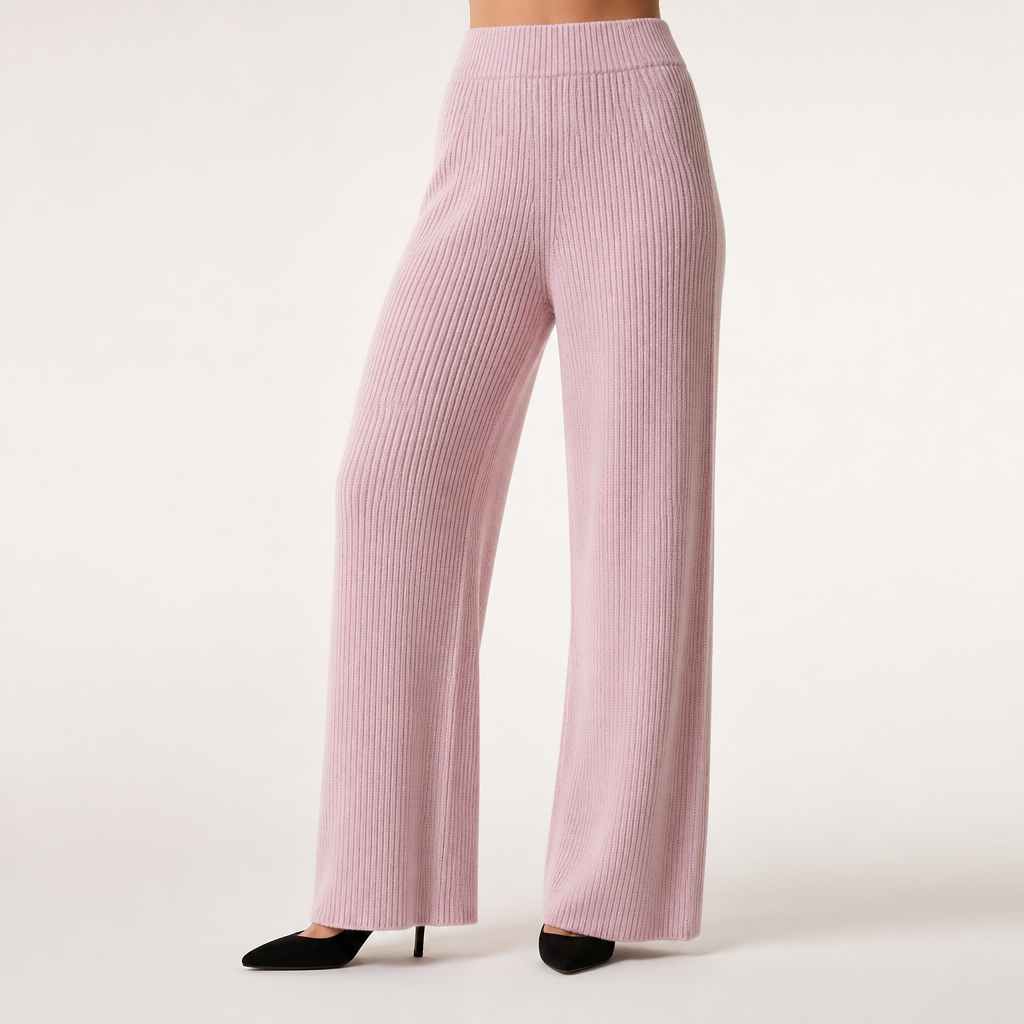 Seraphine | Womens Knit Jumper Vest Wide Leg Trousers Clothing Set, Pink