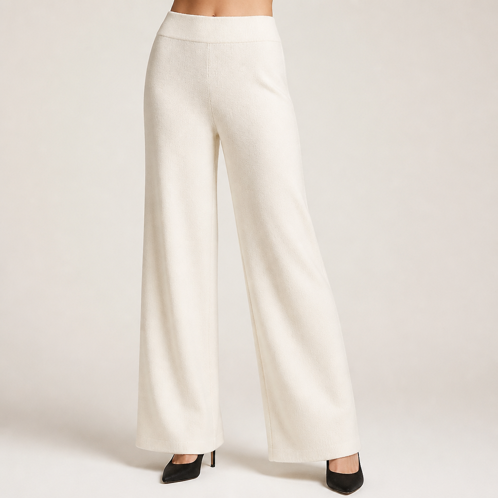 Seraphine | Womens Knit Jumper Vest Wide Leg Trousers Clothing Set, White 2