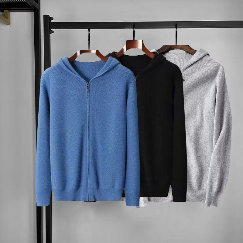 Soren | Mens Knitted Hooded Zip Up Jumper Sweater Cardigan - 1