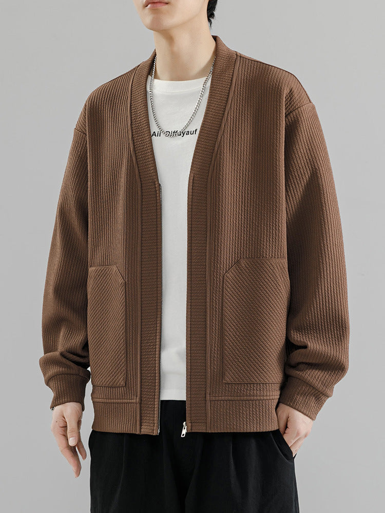 Sterling | Mens Zip Up Solid Colour Casual Cardigan - 1