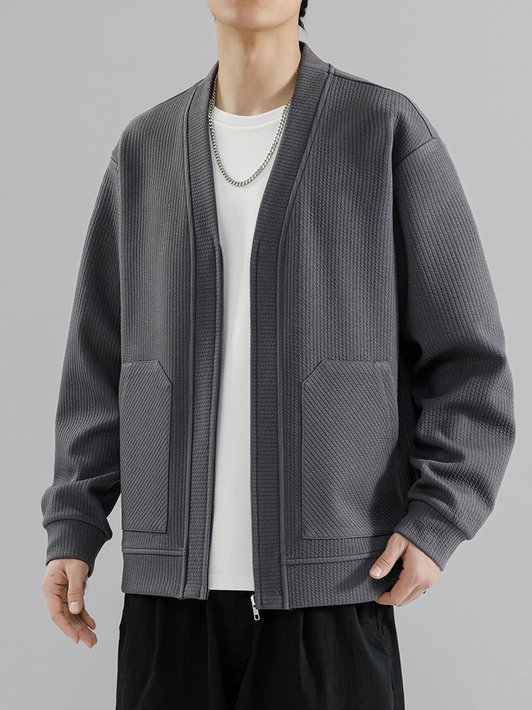 Sterling | Mens Zip Up Solid Colour Casual Cardigan - 4