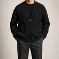 Sterling | Mens Zip Up Solid Colour Casual Cardigan, Black