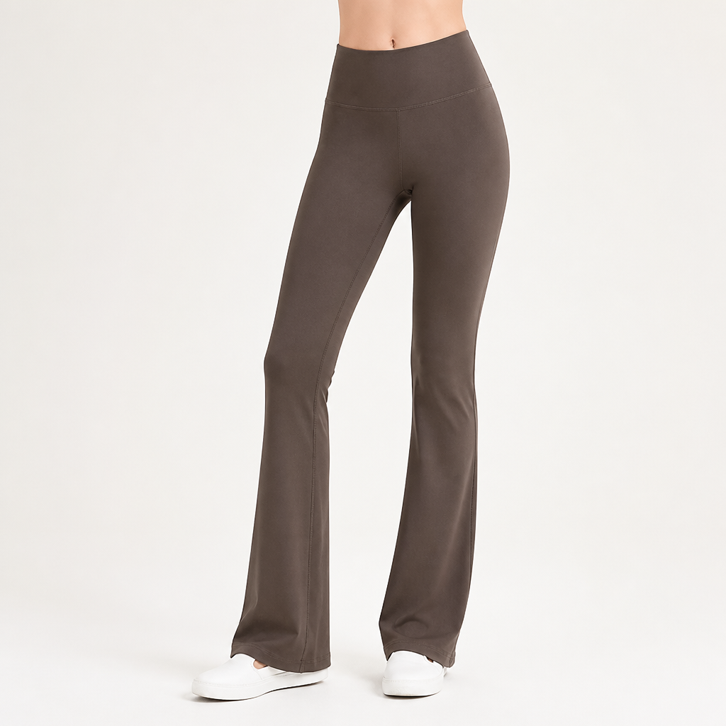 Sterling | Womens Flared Sports Leggings High Waisted Yoga Gym Flare Leggings, Brown 3