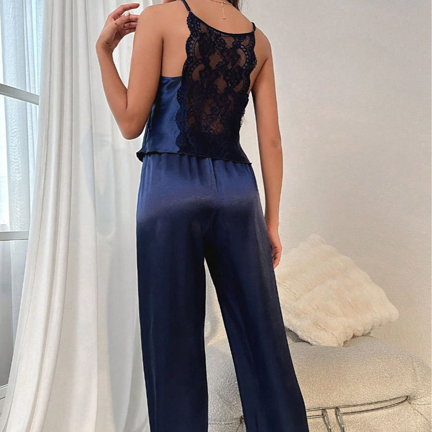 Suki | Womens Silk Satin Cami Trousers Pyjamas - 3