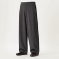 Sylvester | Mens Wide Leg Double Pleated Drape Casual Smart Trousers, Dark Grey
