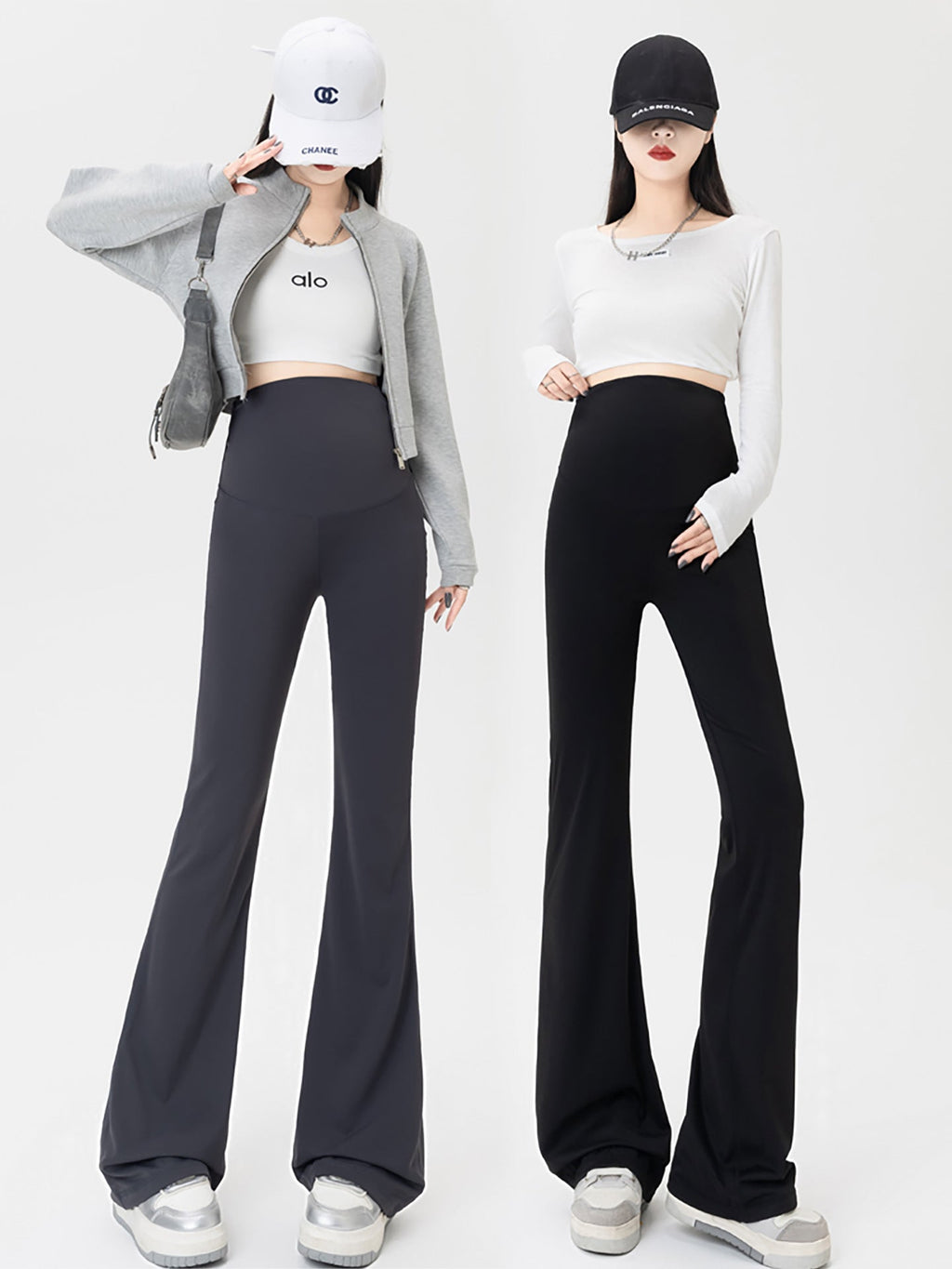 Talia | Womens Maternity High Waist Flared Yoga Leggings - 5