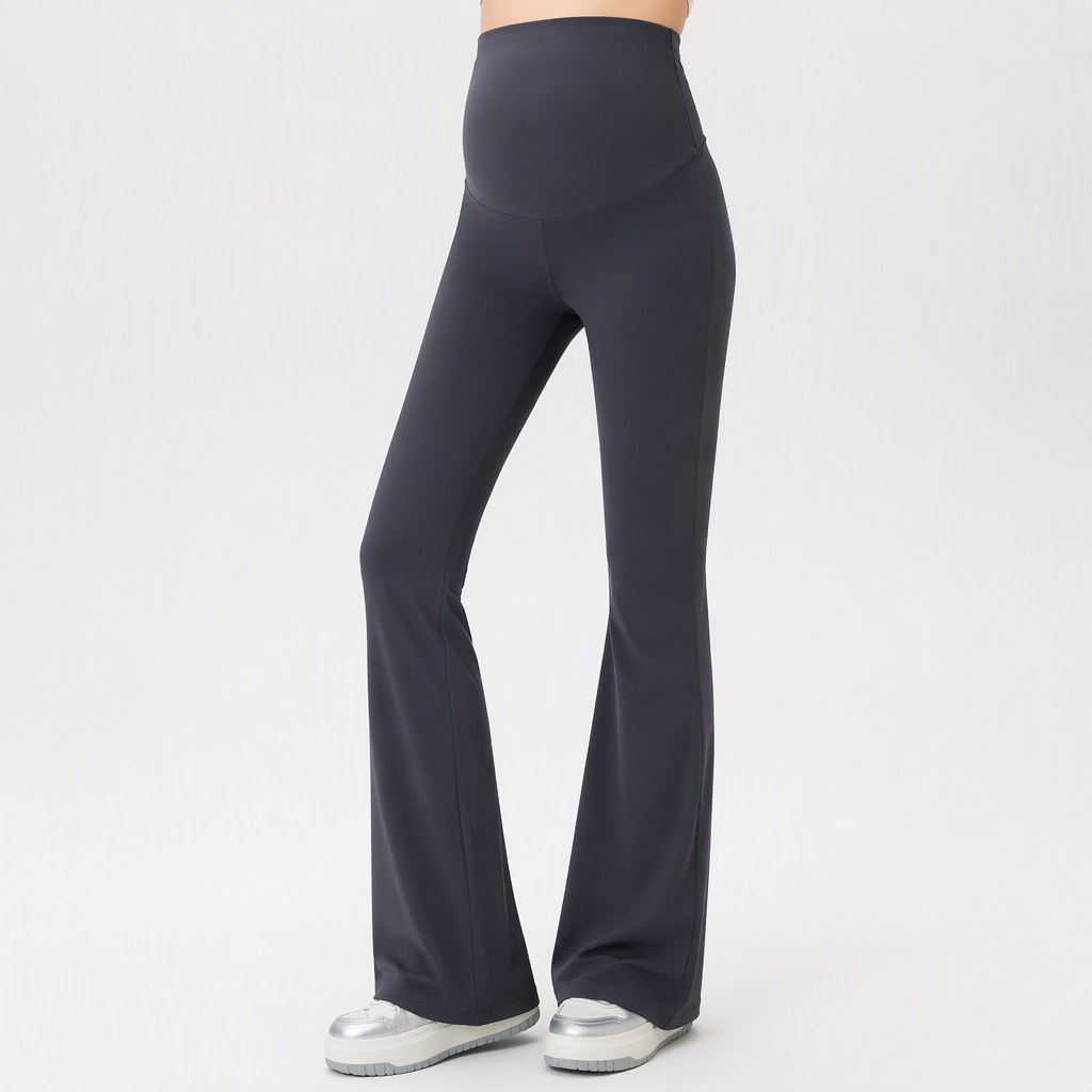 Talia | Womens Maternity High Waist Flared Yoga Leggings, Grey