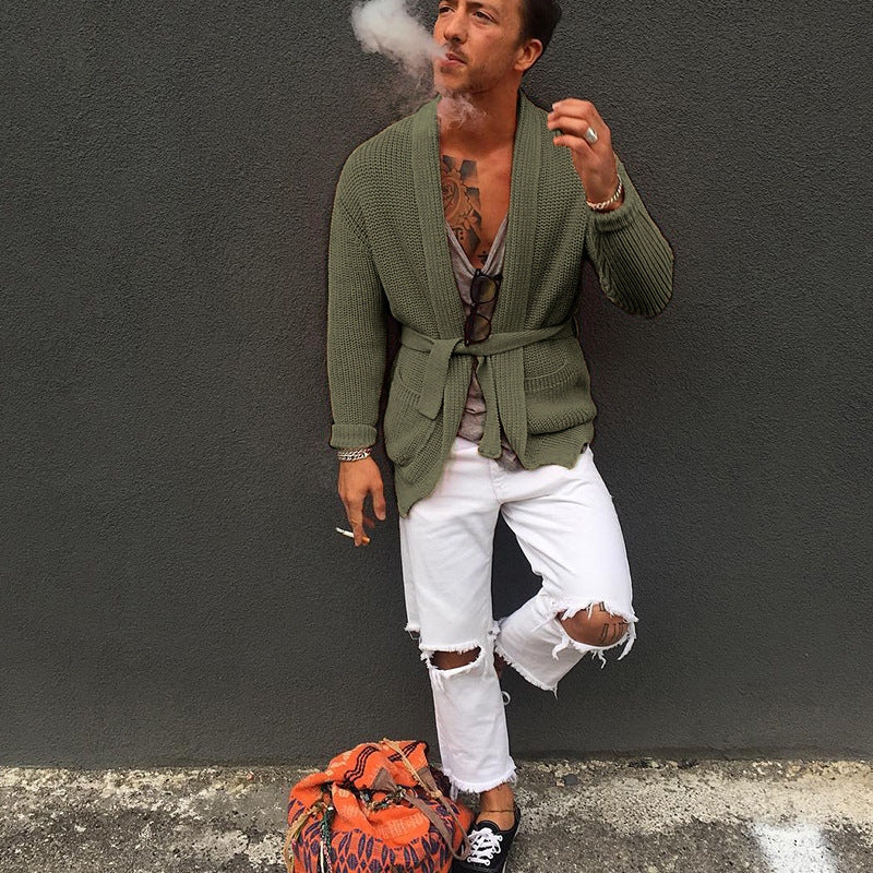 Thaddeus | Mens Knit Button Cardigan - 2