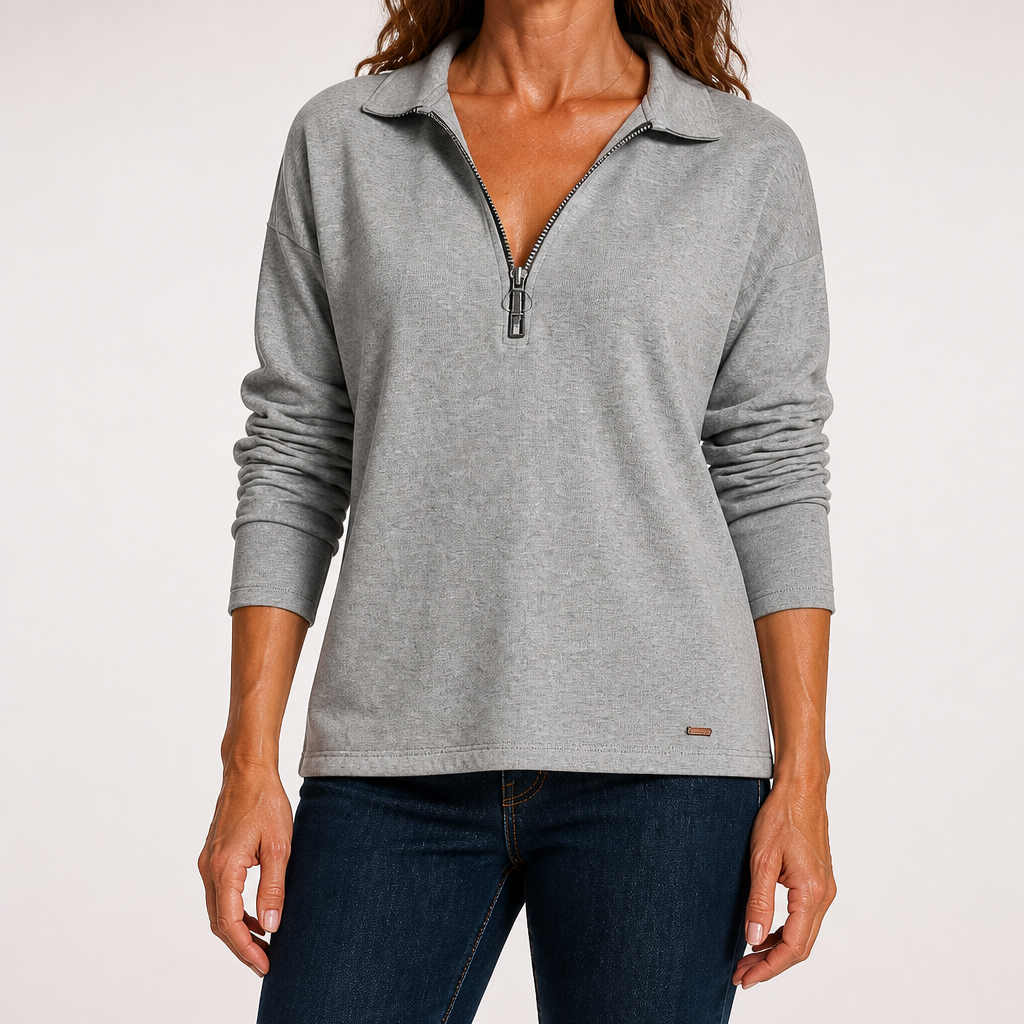 Tilly | Womens Quarter Zip Knitted Jumper, Grey
