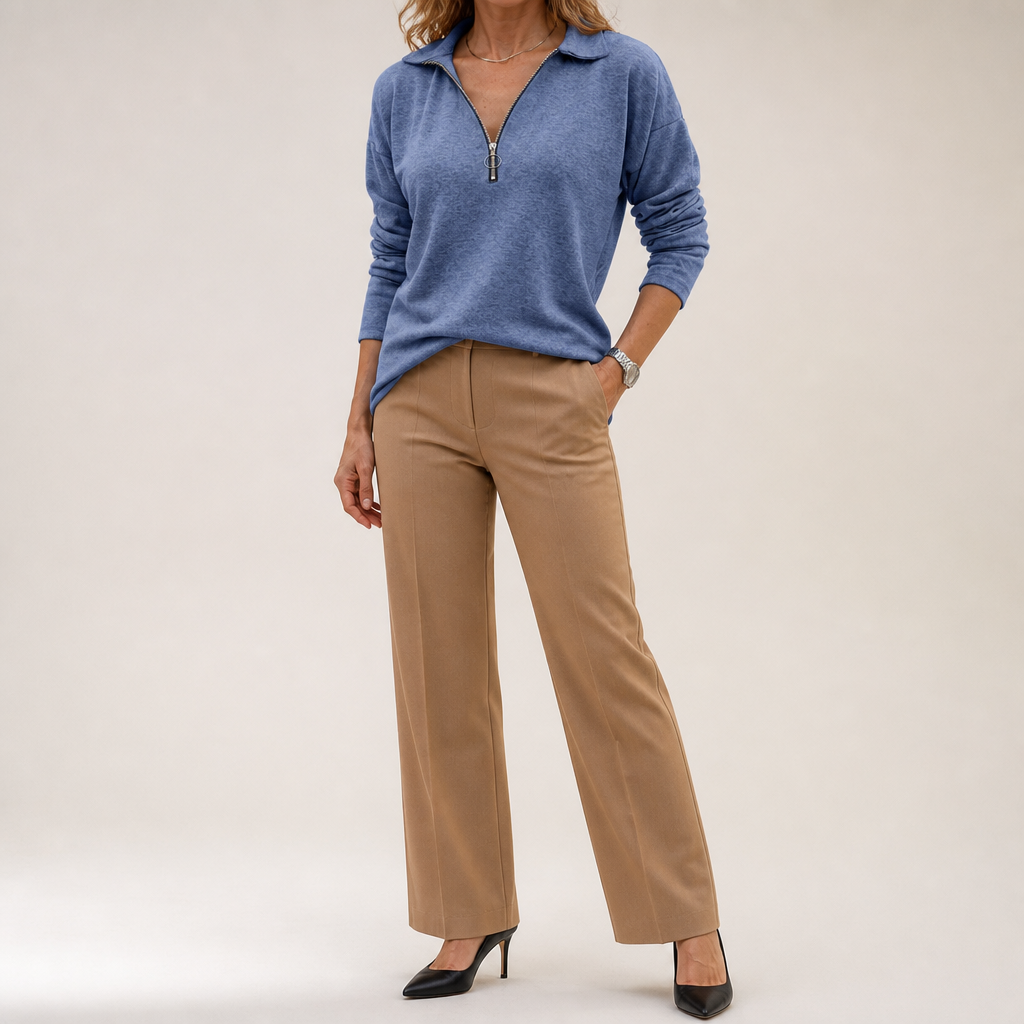 Tilly | Womens Quarter Zip Knitted Jumper, Royal Blue