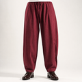 Torin | Mens Wide Leg Linen Loose Casual Cotton Trousers, Red