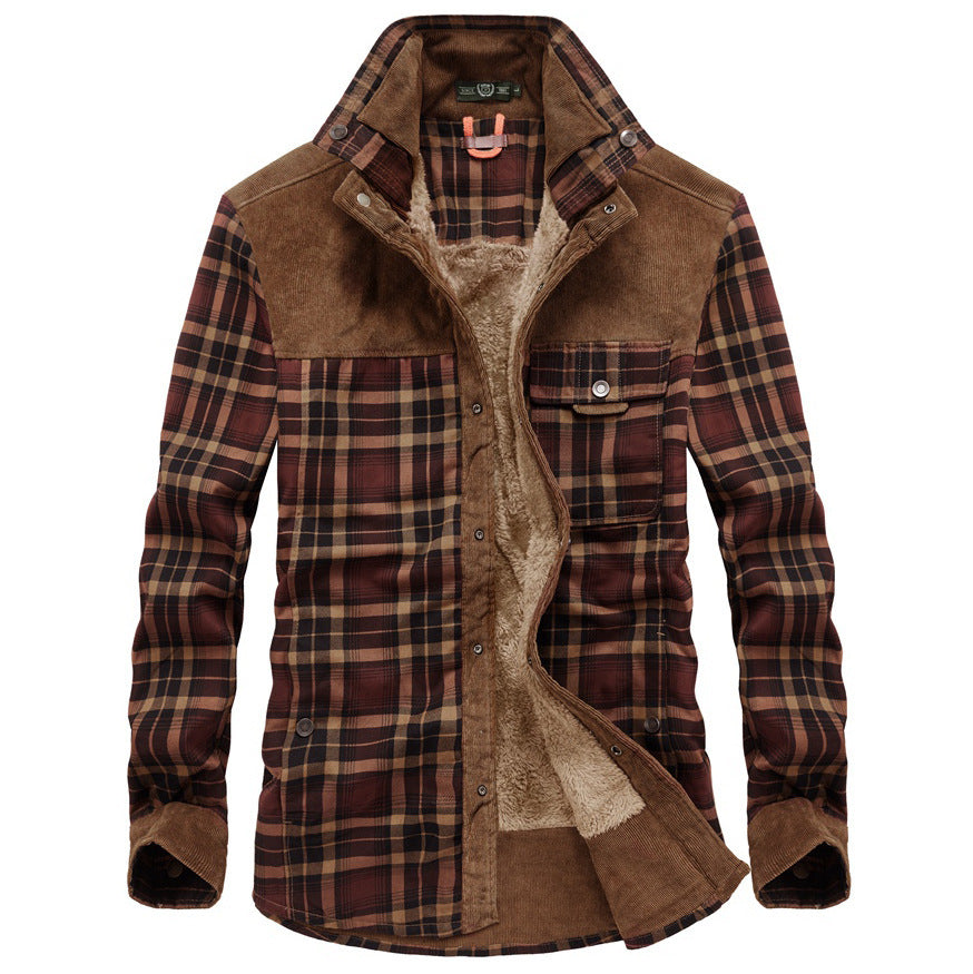 Ulric | Mens Fleece Lined Flannel Shirt Jacket, Coffee