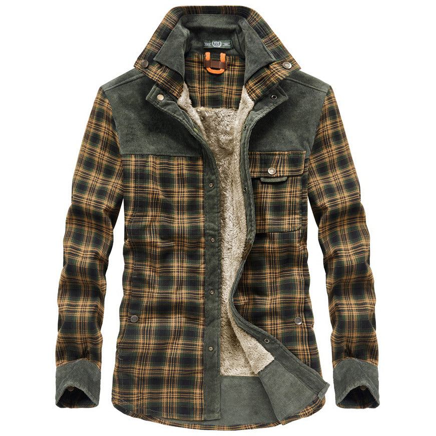 Ulric | Mens Fleece Lined Flannel Shirt Jacket, Light Army Green