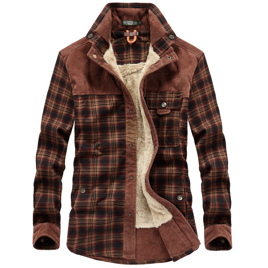 Ulric | Mens Fleece Lined Flannel Shirt Jacket, Red Coffee