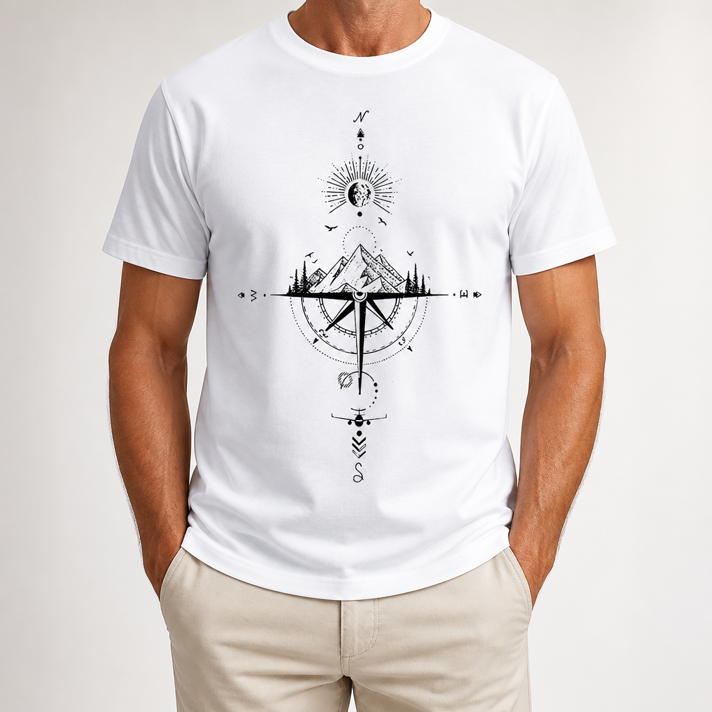 Vaughn | Mens Drop Shoulder Graphic Print T Shirt, White