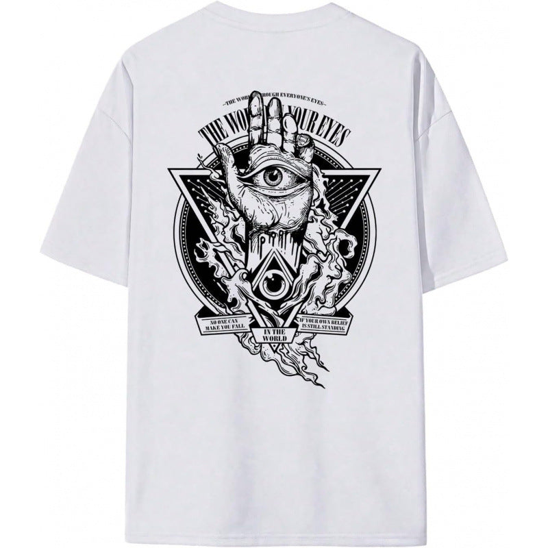 Vaughn | Mens Drop Shoulder Graphic Print T Shirt - White Print