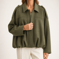 Vera | Womens Suede Aviator Bomber Zip Up Jacket, Green