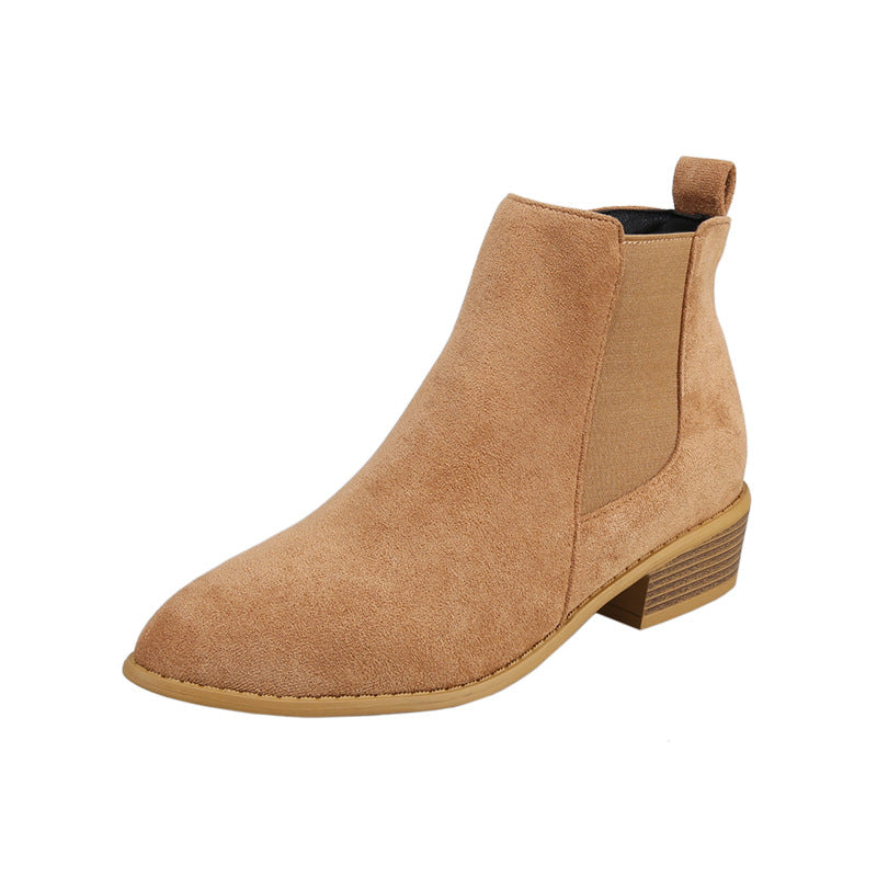 Vesper | Womens Square Heel Side Zip Pointed Ankle Suede Boots - 10
