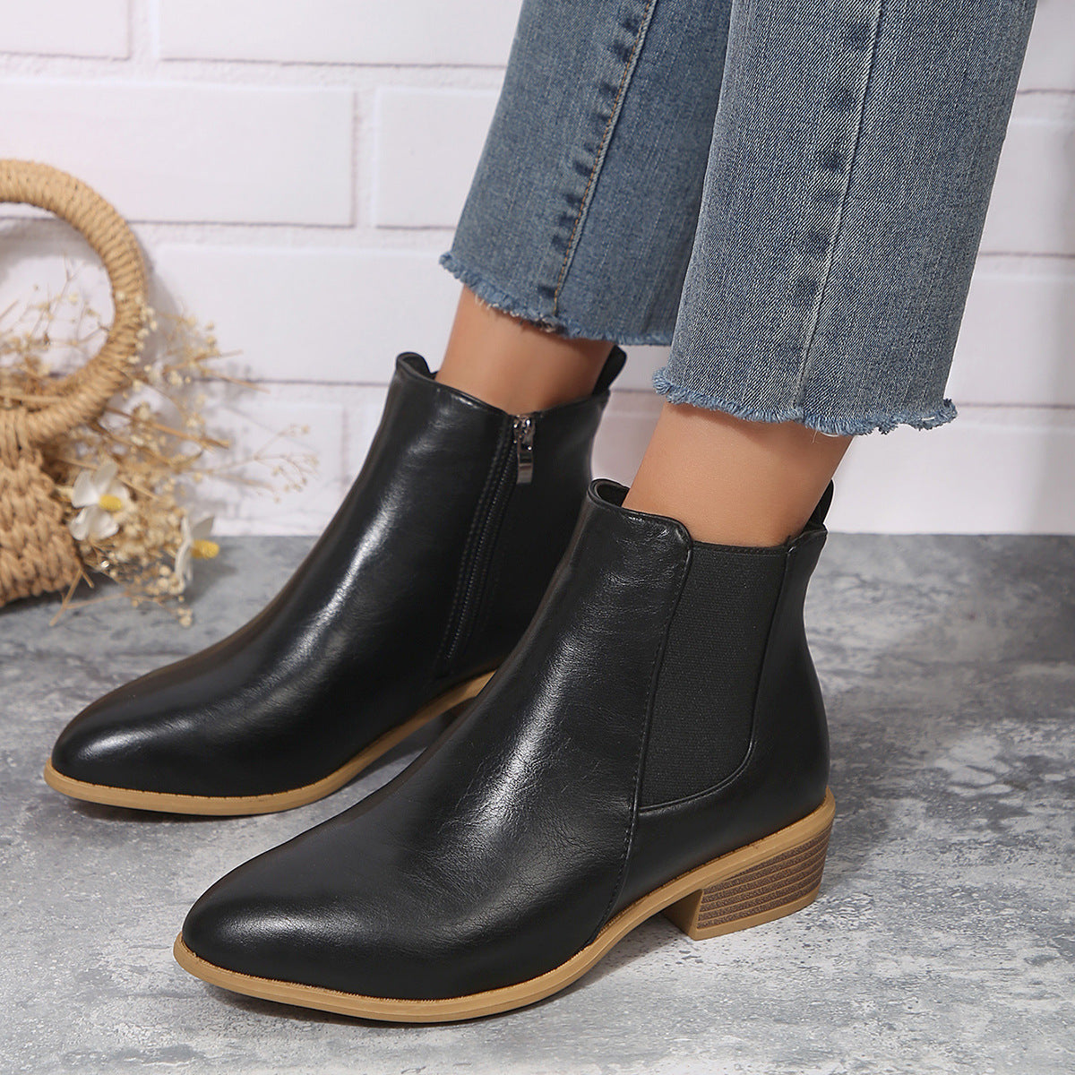 Vesper | Womens Square Heel Side Zip Pointed Ankle Suede Boots - 11