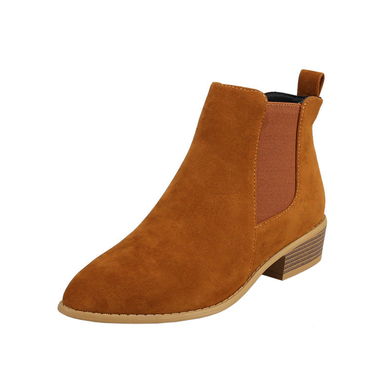 Vesper | Womens Square Heel Side Zip Pointed Ankle Suede Boots - 8