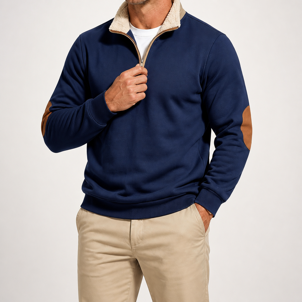 Viggo | Mens Half Zip Fleece Sweatshirt Long Sleeve Top, Design 1