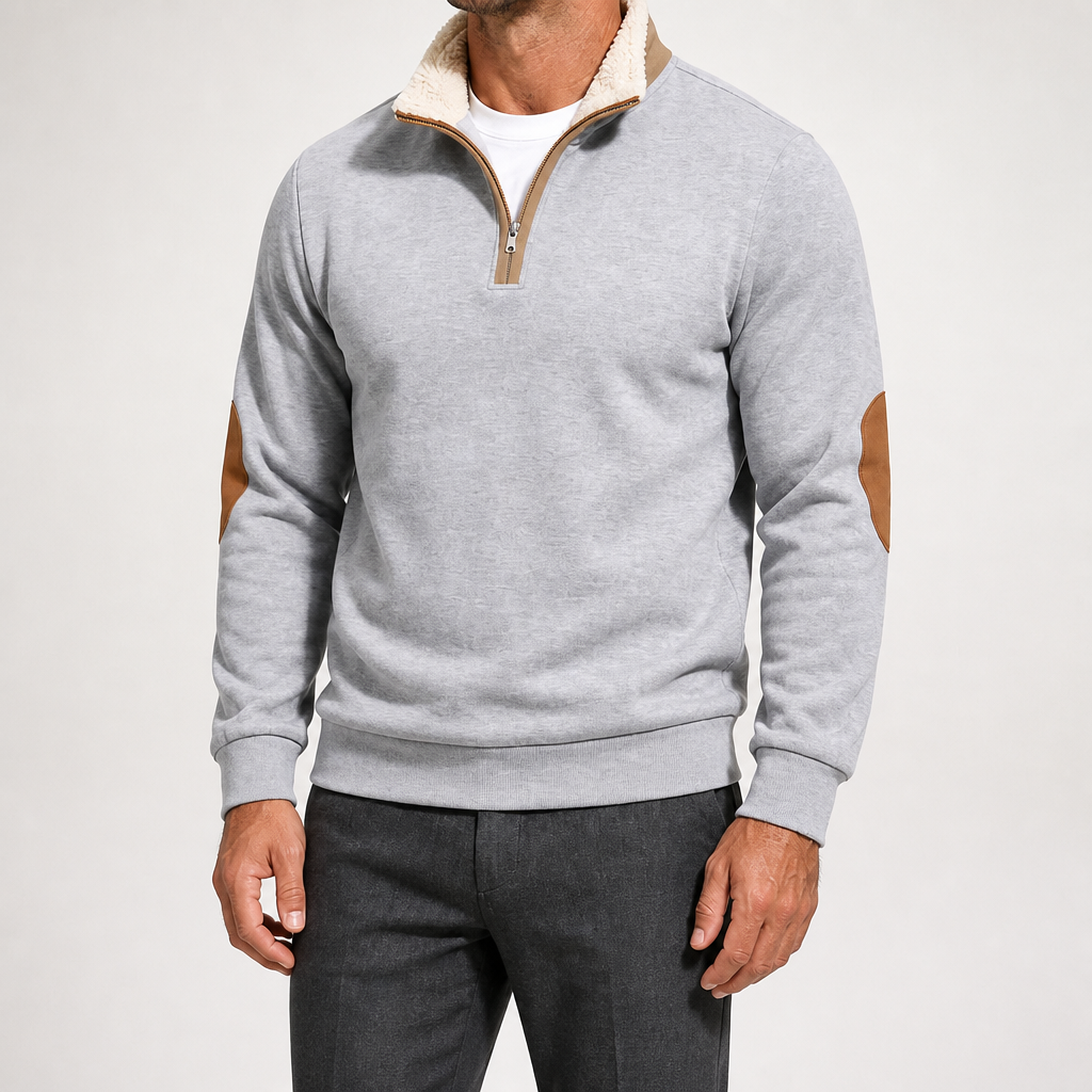 Viggo | Mens Half Zip Fleece Sweatshirt Long Sleeve Top, Design 3