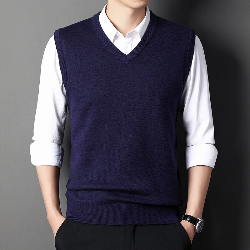 Warren | Mens V Neck Knitted Jumper Sweater Vest - Shangqing