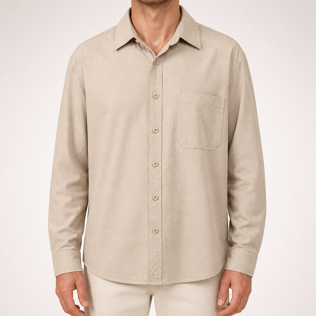 Wells | Mens Cotton Workwear Shirt Jacket, Oatmeal