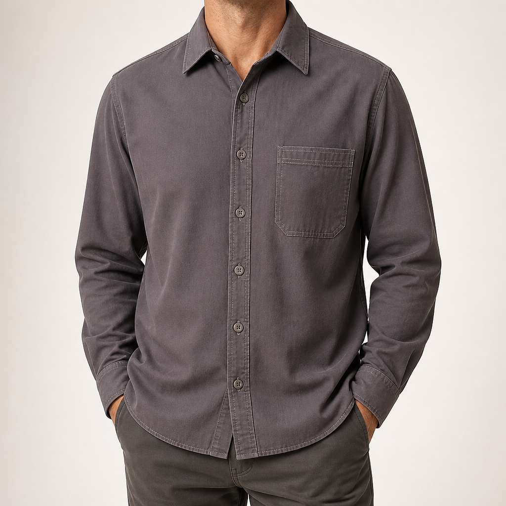 Wells | Mens Cotton Workwear Shirt Jacket, Taro Purple