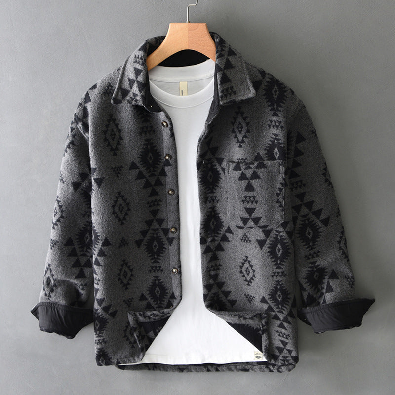 Wilder | Mens Retro Jacquard Wool Blend Overshirt - 2