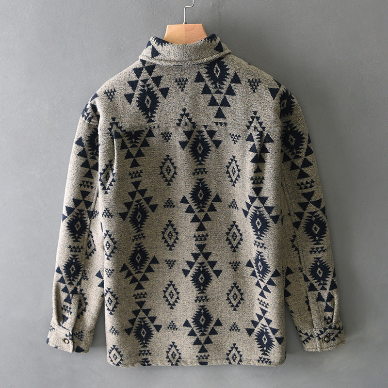 Wilder | Mens Retro Jacquard Wool Blend Overshirt - 3