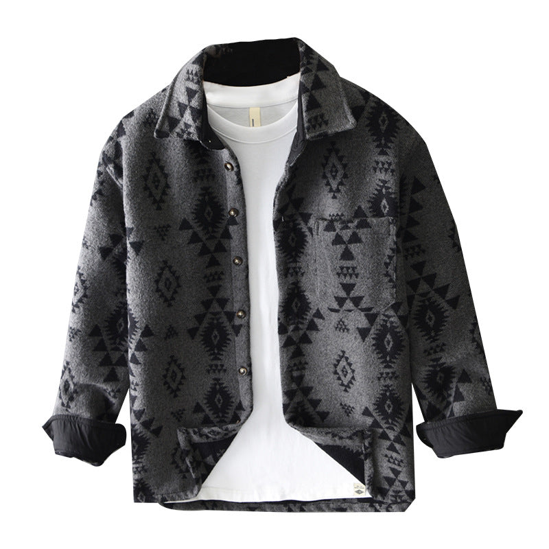 Wilder | Mens Retro Jacquard Wool Blend Overshirt - 5