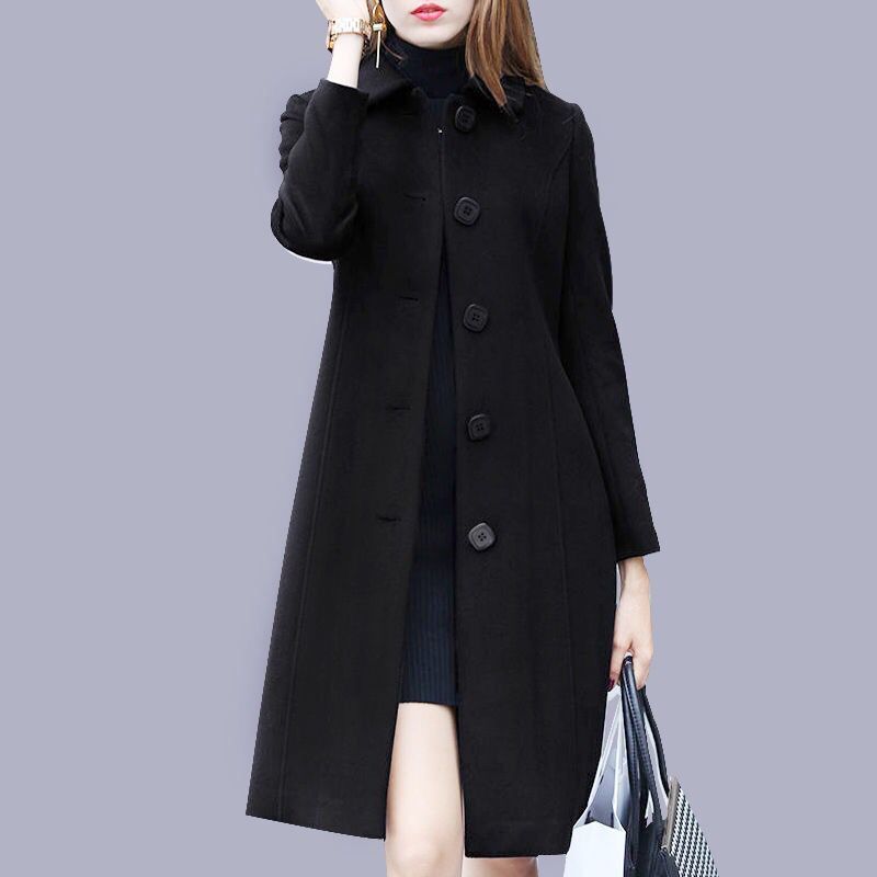 Winifred | Womens British Style Wool Blend Coat - Black