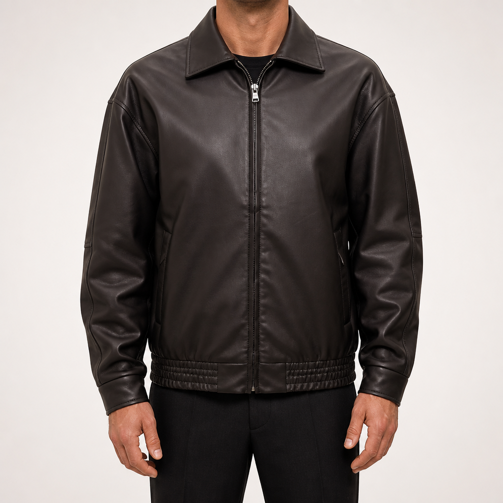 Xander | Mens Faux Leather Biker Motorcycle Street Jacket, Black