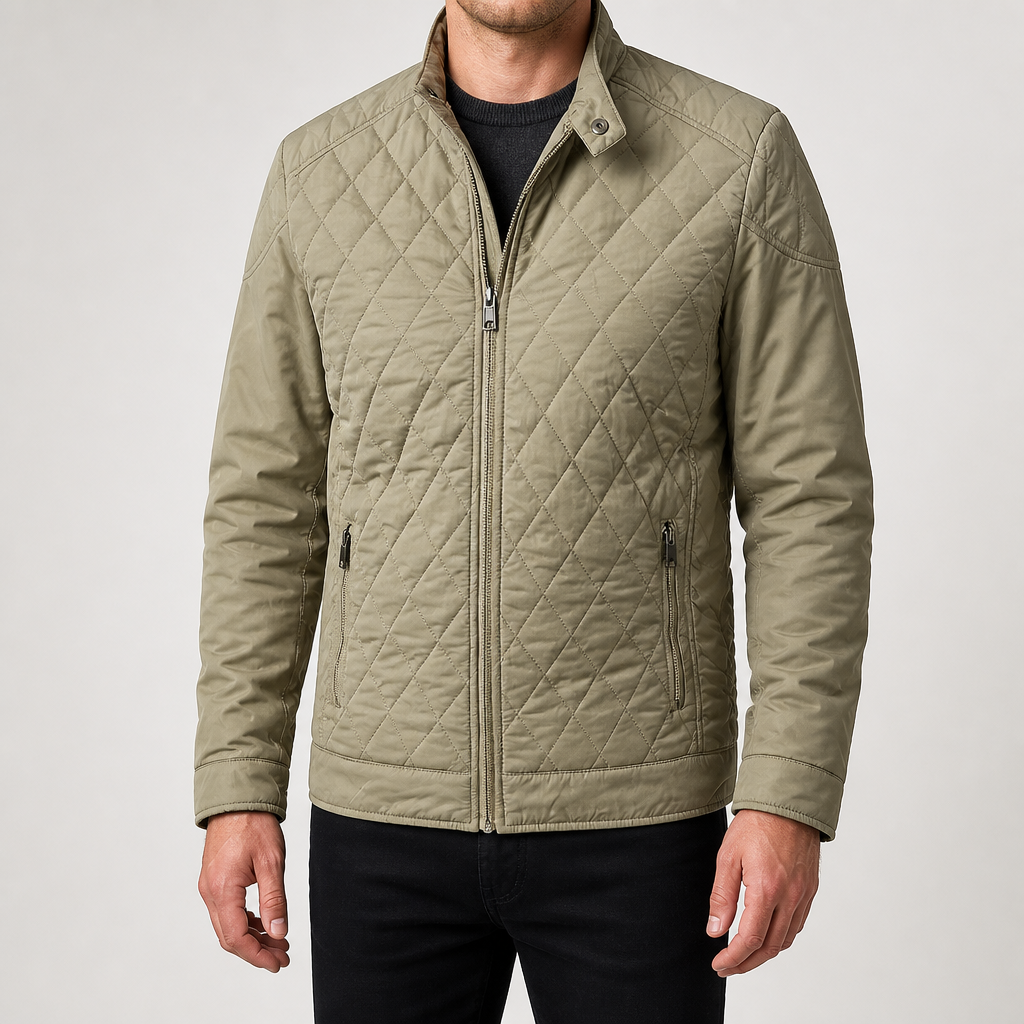 Yara | Mens Puffer Jacket Lightweight Hooded Padded Warm Winter Coat, Khaki