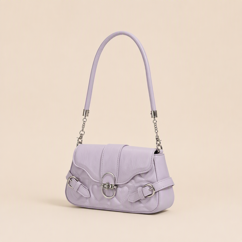 York | Womens Shoulder Bag Underarm Baguette Handbag Small, Purple