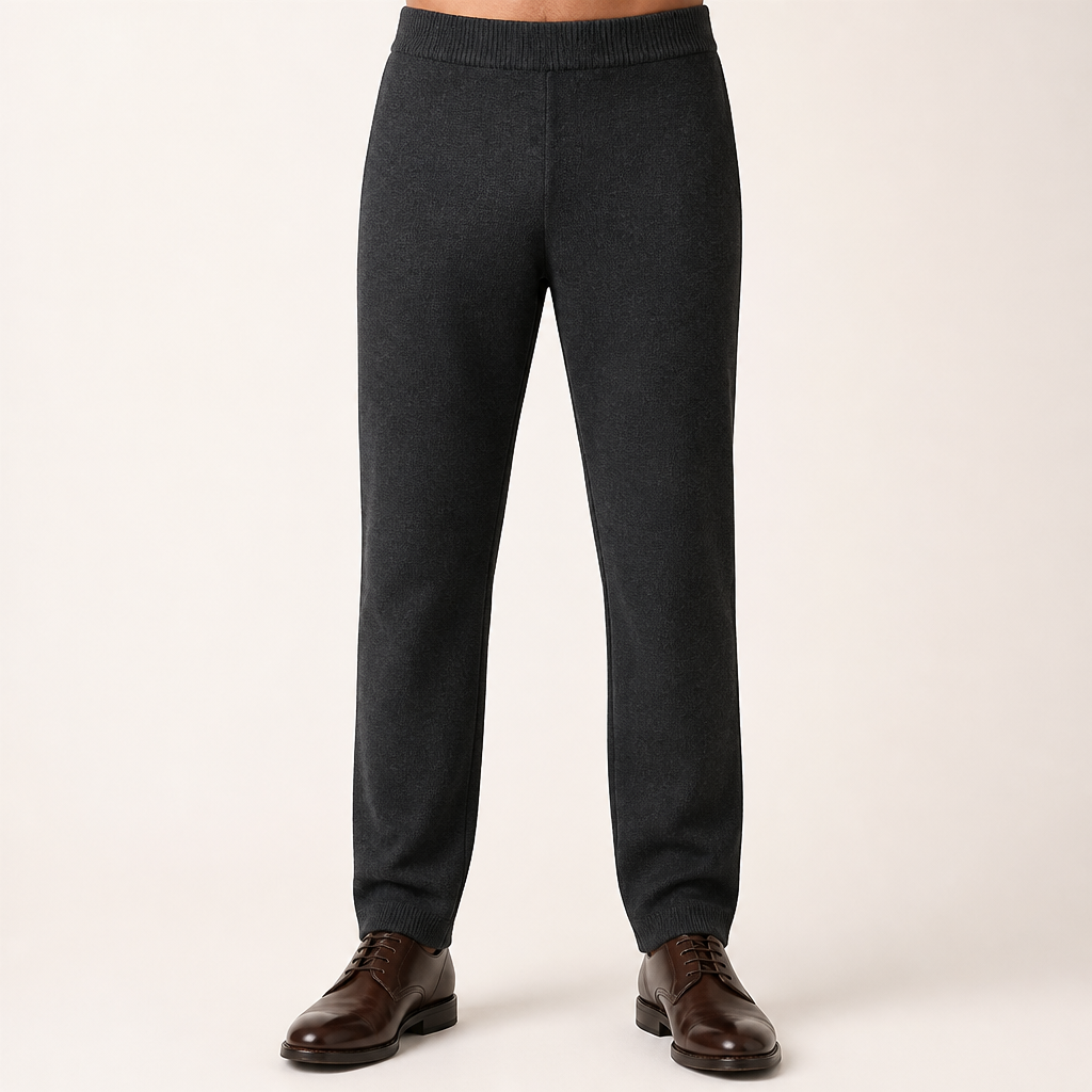 Zephyr | Mens Winter Wool Warm High Waist Loose Trousers, Black 2