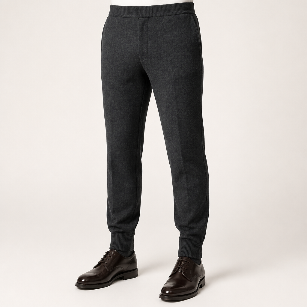 Zephyr | Mens Winter Wool Warm High Waist Loose Trousers, Black
