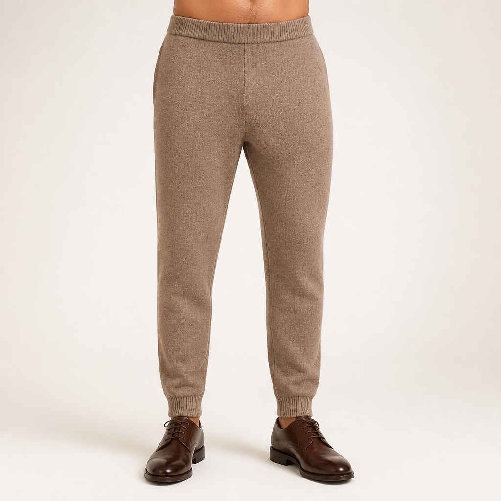 Zephyr | Mens Winter Wool Warm High Waist Loose Trousers, Camel